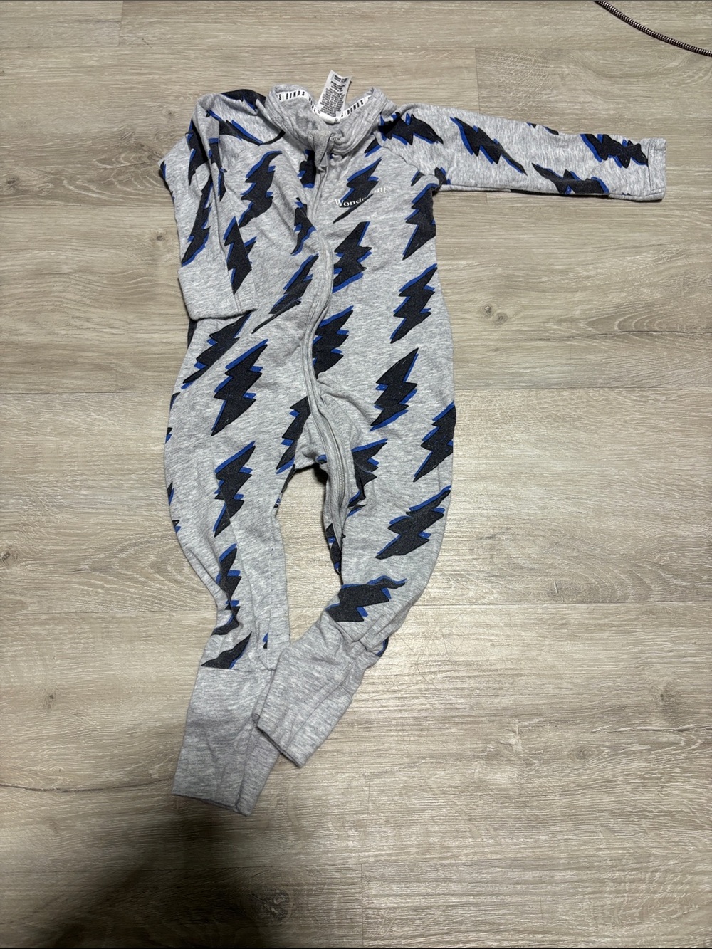 Bonds Grey Footed One-Piece with Blue & Black Lightning